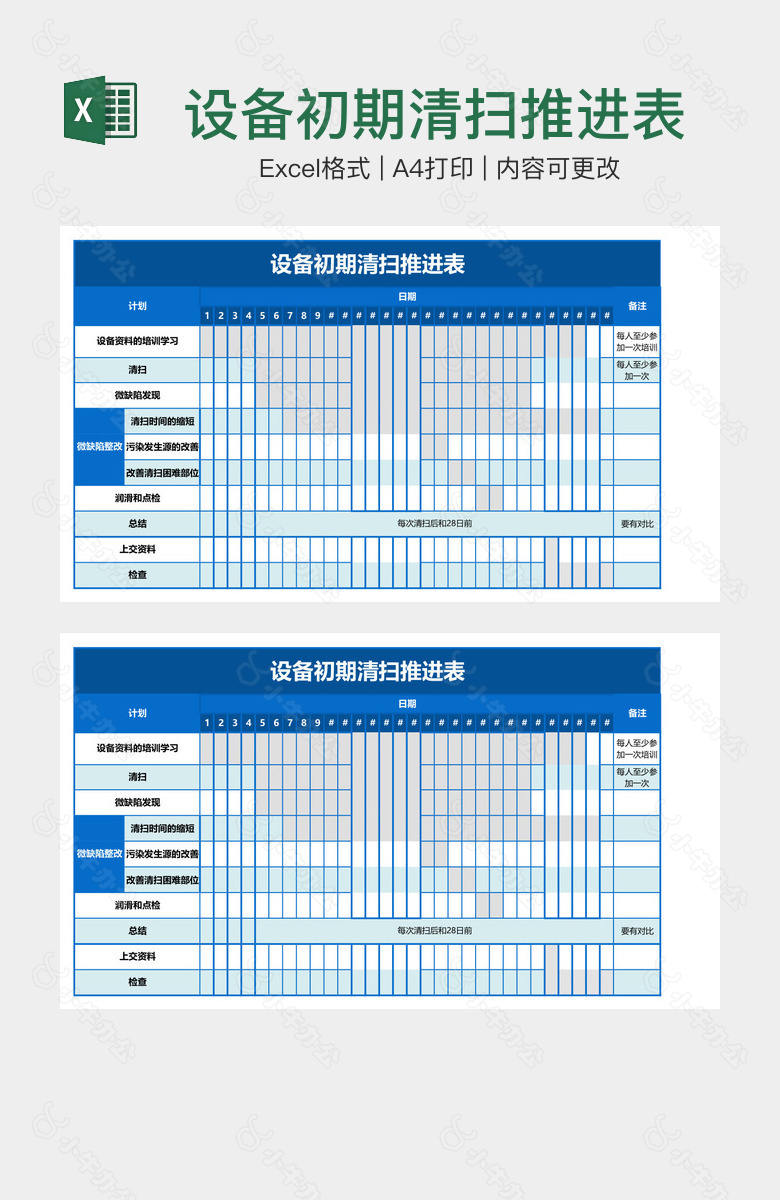 设备初期清扫推进表