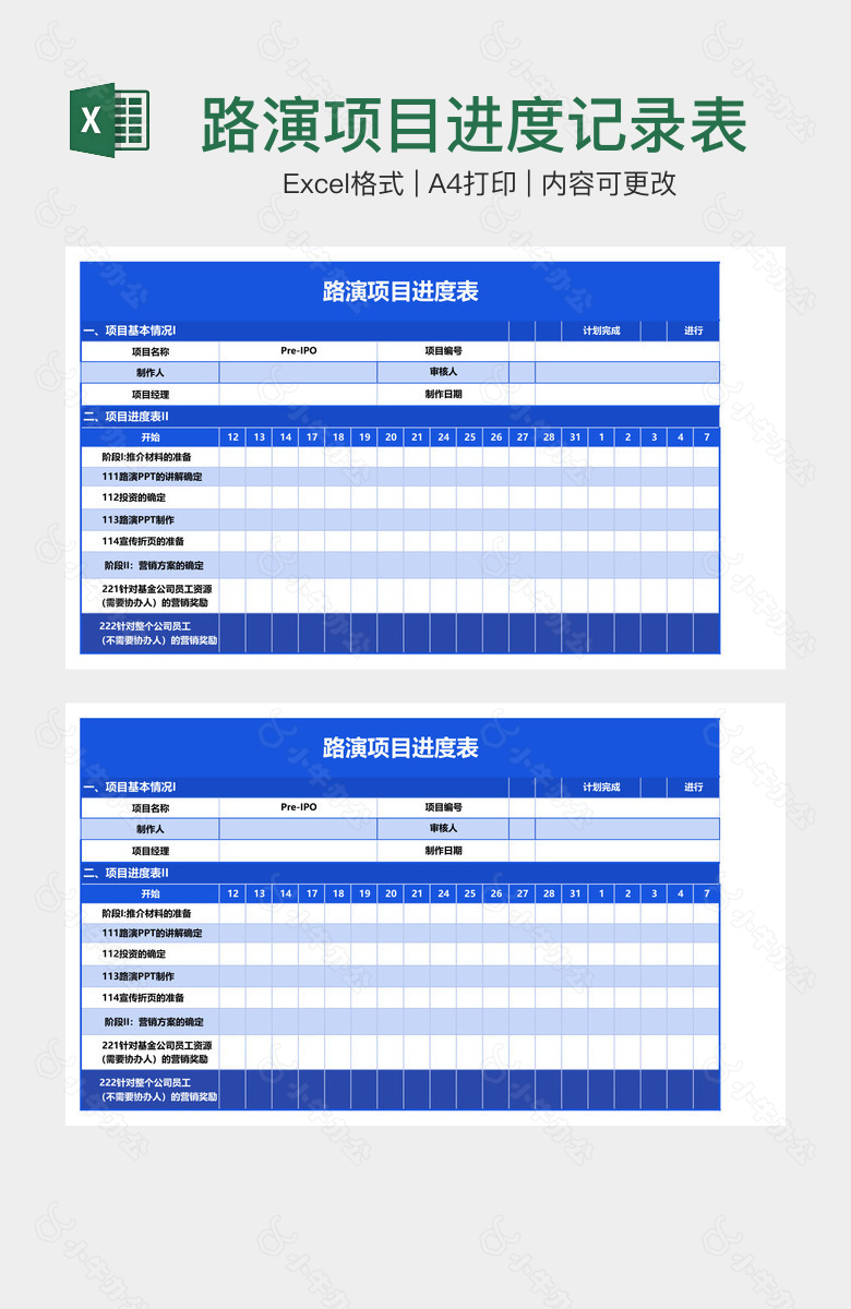 路演项目进度记录表