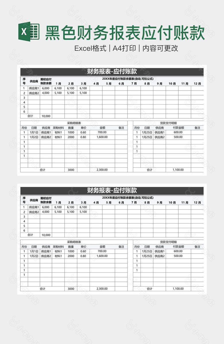 黑色财务报表应付账款