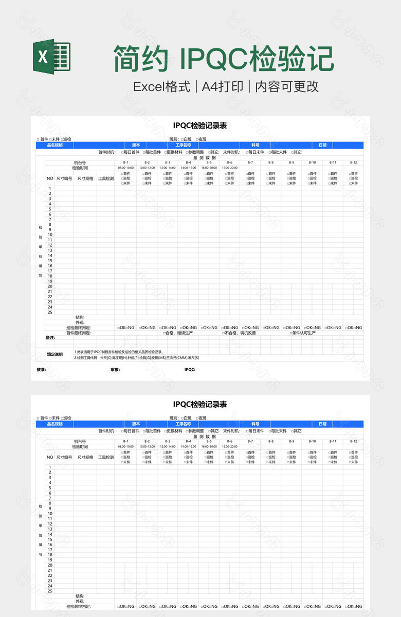 简约 IPQC检验记录表
