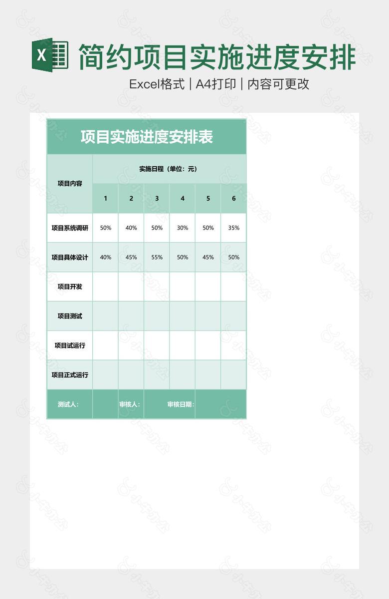 简约项目实施进度安排表