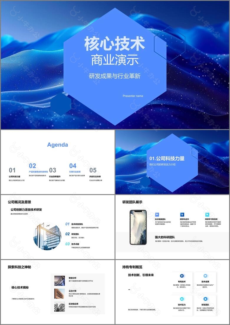 核心技术商业演示PPT模板