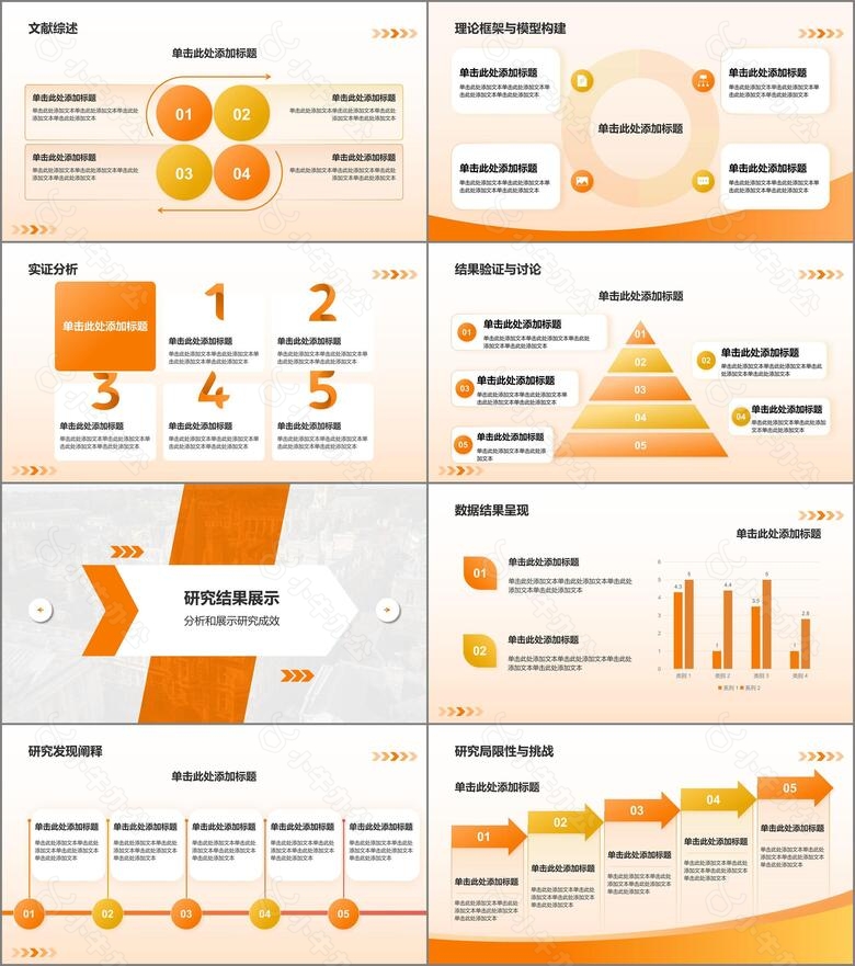 橙色几何风论文答辩PPT模板no.2