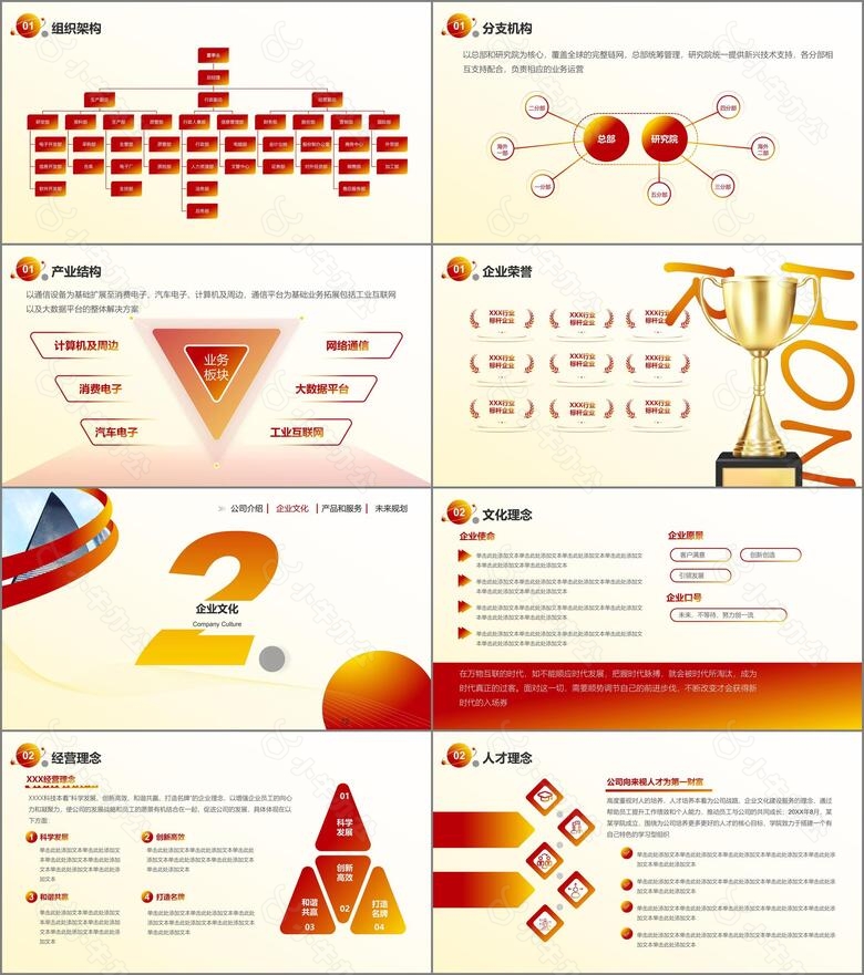 红橙色商务简约风企业介绍PPT模板no.2