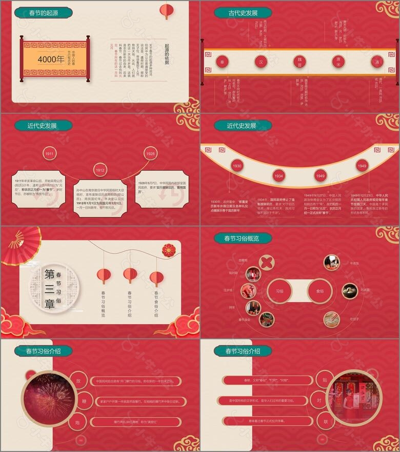 红金复古风春节节日介绍模板no.2