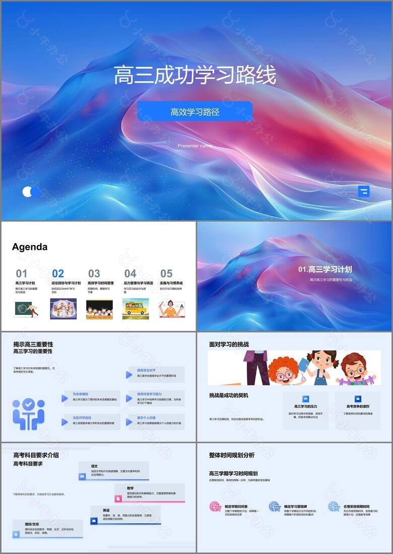高三成功学习路线PPT模板