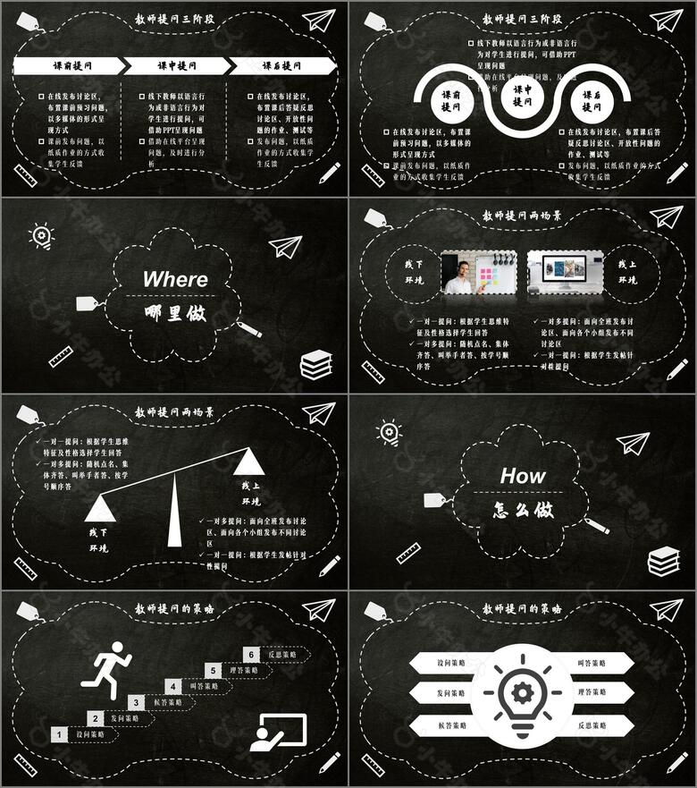 黑色卡通风科普教学PPT模板no.3