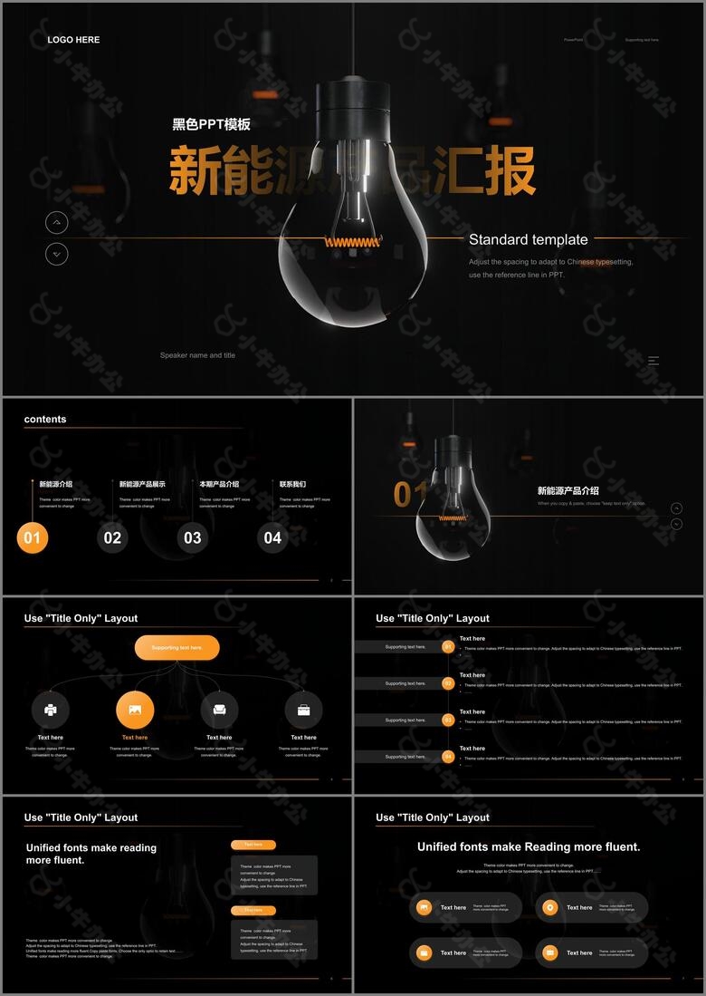 黑色新能源科技产品开发工作汇报PPT模板