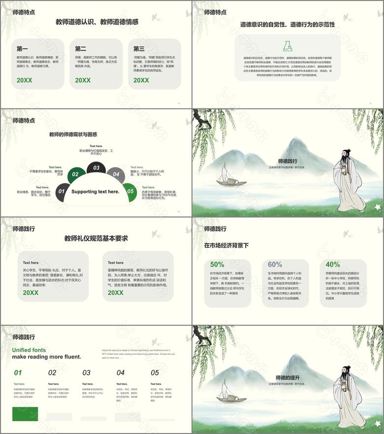 绿色国风师德教育培训课件PPT案例no.2