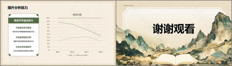 绿色复古国风文学培训课件PPT模板no.5