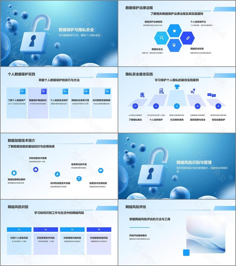 蓝色商务风网络安全科普PPT模板no.2