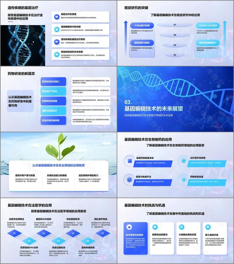 蓝色科技风遗传学与基因工程PPT模板no.2