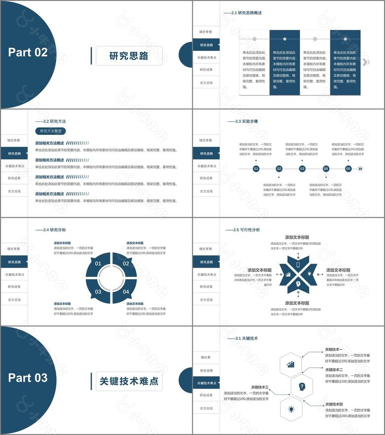 2019简约大气商务风蓝色本科生硕士生毕业论文开题报告成果汇报PPT模板no.2