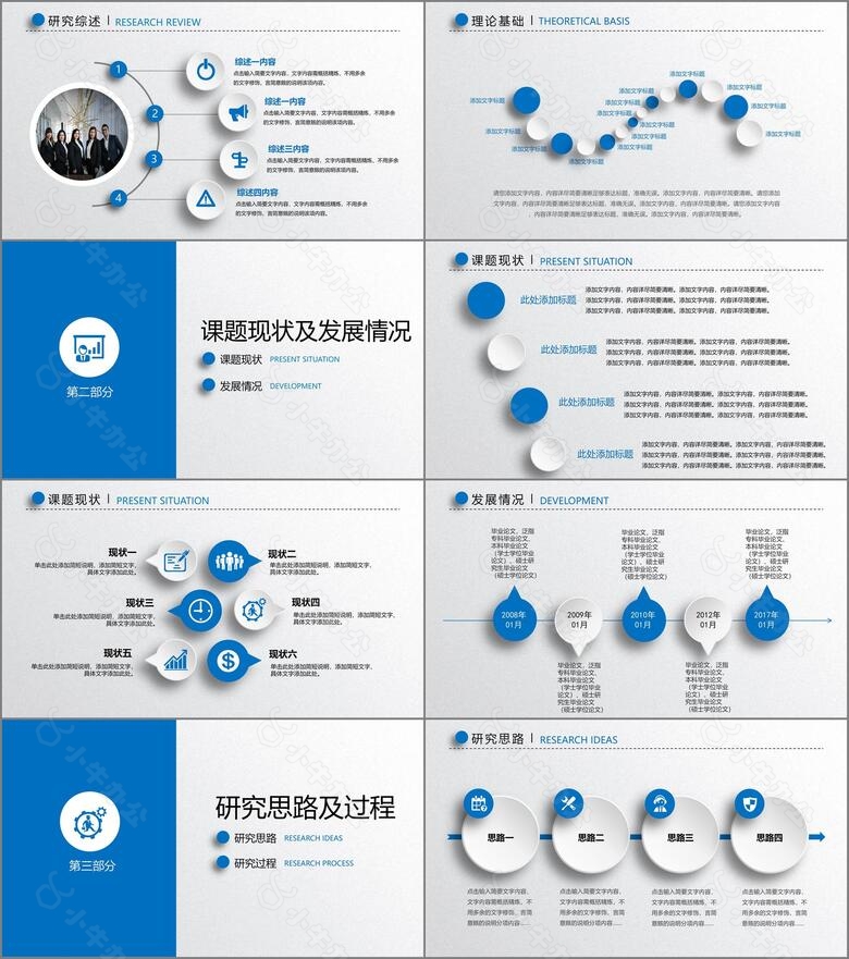 2019蓝色微粒体通用毕业论文答辩开题报告论文答辩科研成果汇报PPT模板no.2