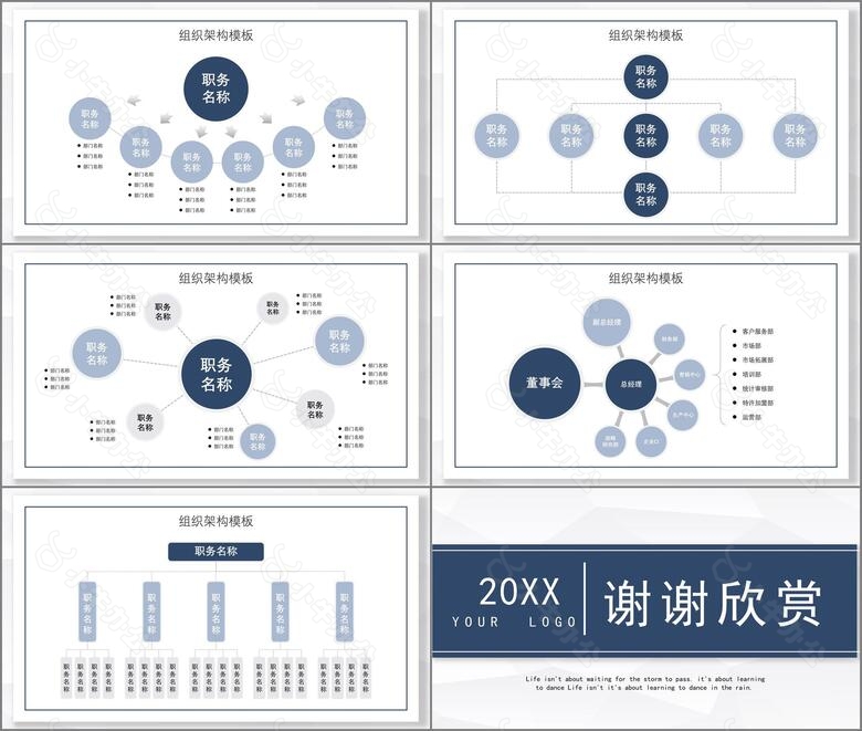 2022高级灰色蓝色简约企业组织架构PPT模板no.3