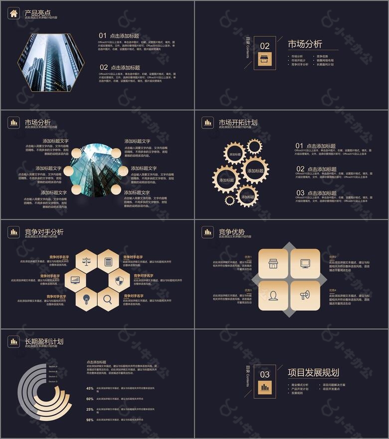 大气简约高端金色商业计划书PPT模板no.2