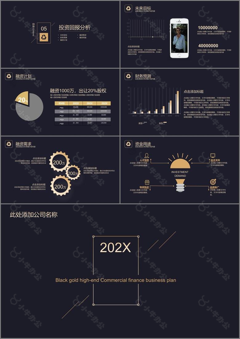 大气简约高端金色商业计划书PPT模板no.4