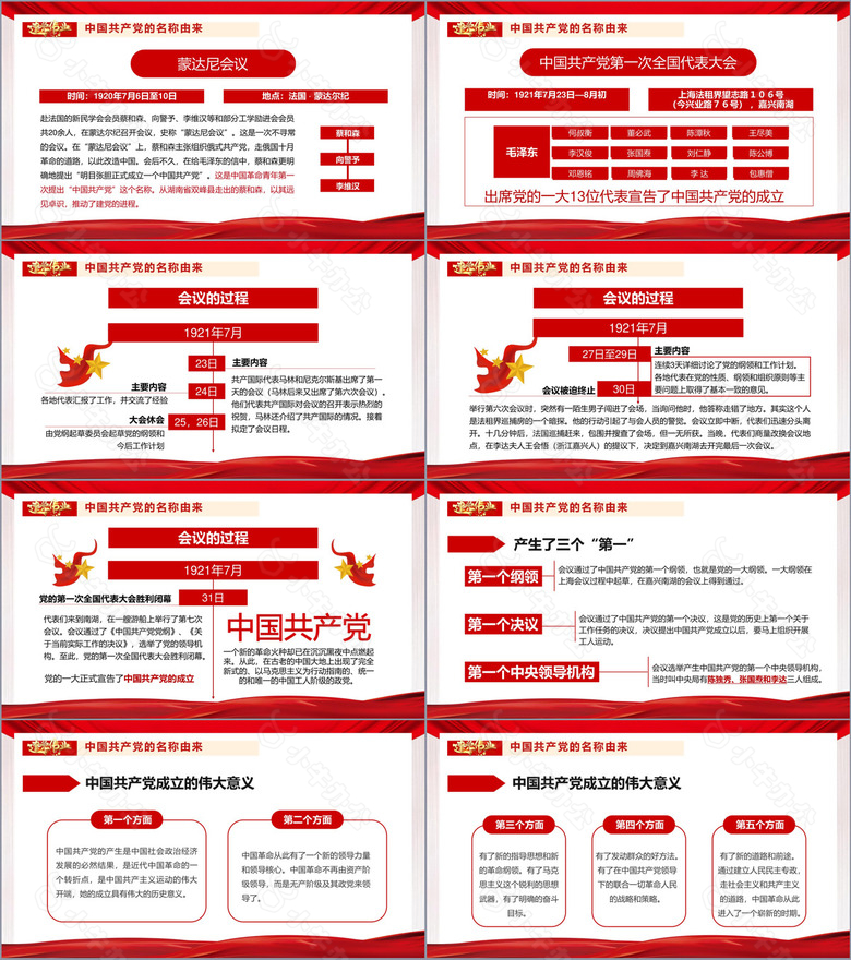 红色党政风中国共产党的建立专题党史党课学习教育PPT模板no.3