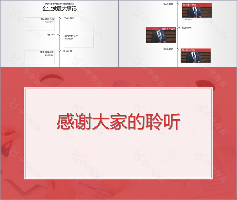 红色简约商业企业时间轴企业发展历史历程大事记演示PPT模板no.2