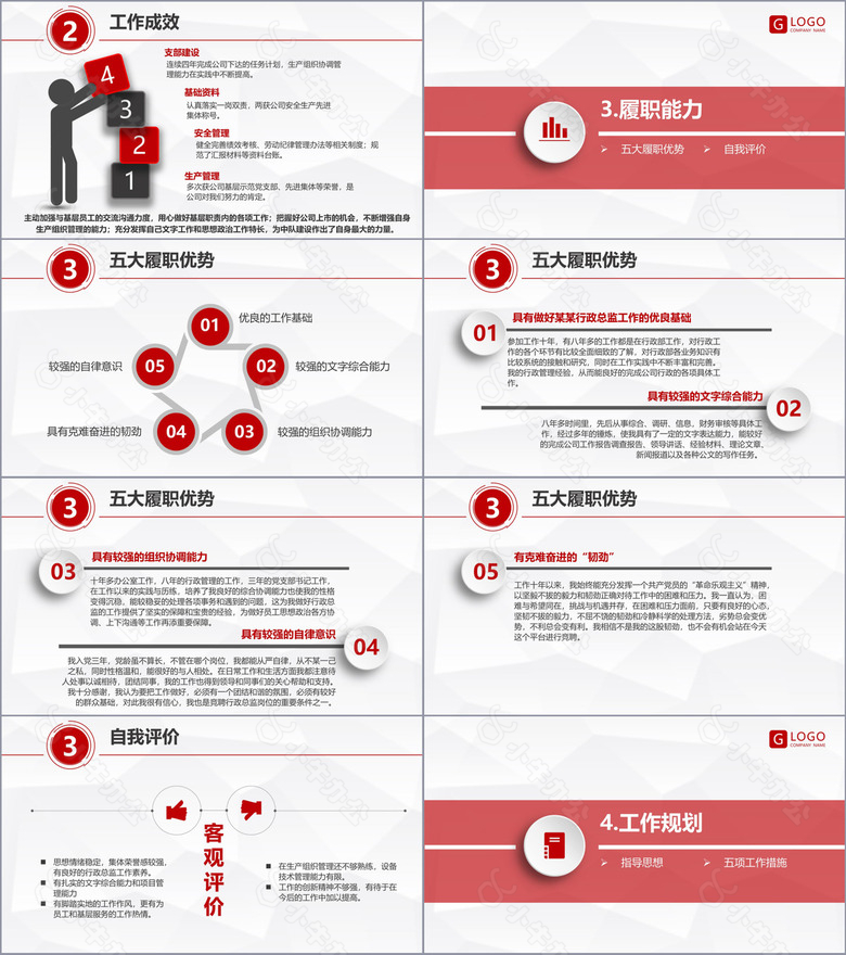 红色简约商务公司企业个人竞聘岗位竞聘PPT模板no.3