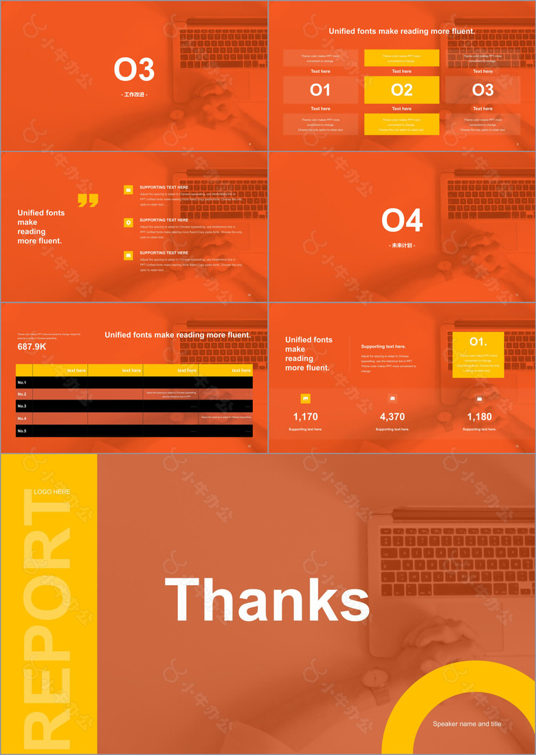 橙色扁平工作汇报PPT案例no.2
