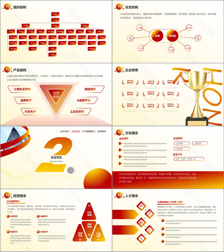 红橙色商务简约风企业介绍PPT模板no.2