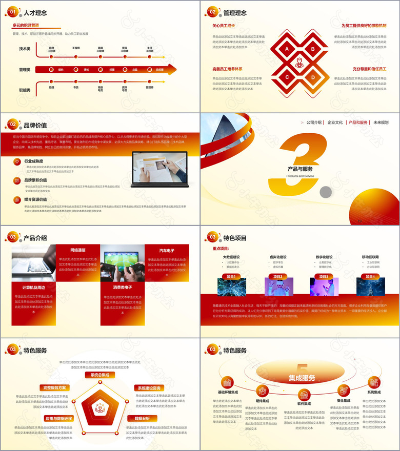 红橙色商务简约风企业介绍PPT模板no.3