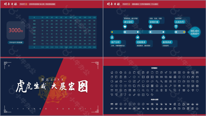 红蓝撞色大气国潮医药年度工作汇报年末述职no.3