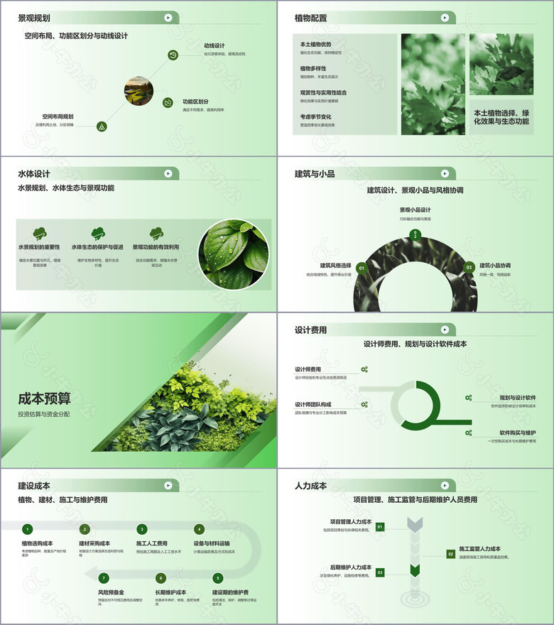 绿色渐变风园林景观设计方案PPT模板no.2
