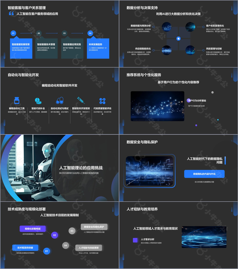 蓝色科技风人工智能理论PPT模板no.2