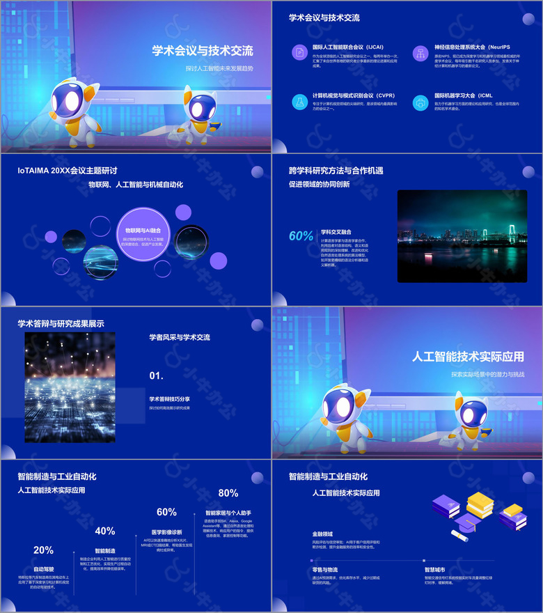蓝色科技风人工智能答辩PPT模板no.2