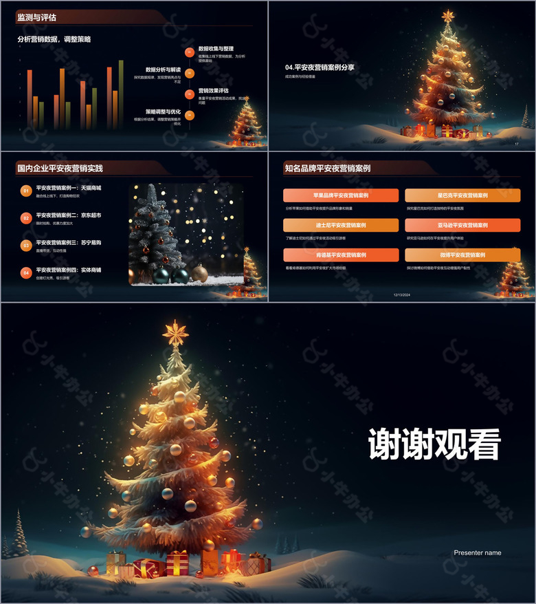 黑色商务平安夜营销策略分享PPT模板no.3