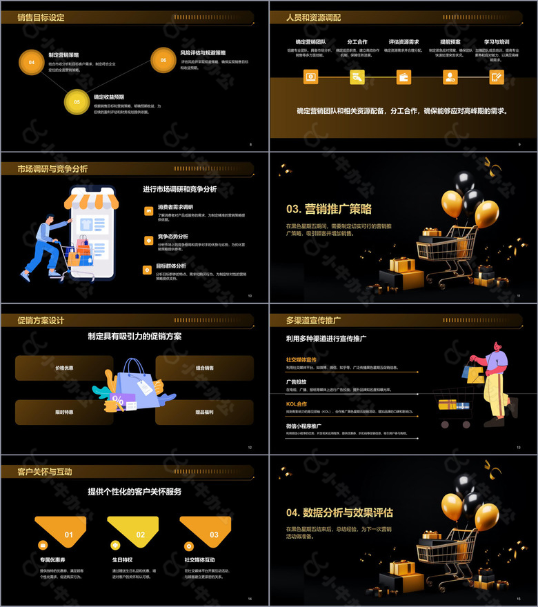 黑金色创意黑色星期五营销策划PPT模板no.2