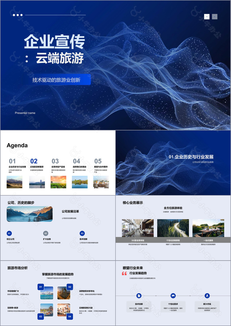 企业宣传云端旅游PPT模板