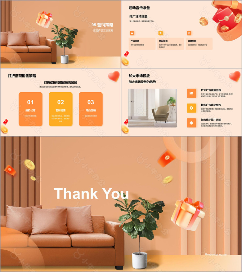 橙色双十二家居购物趋势分析PPT模板no.3