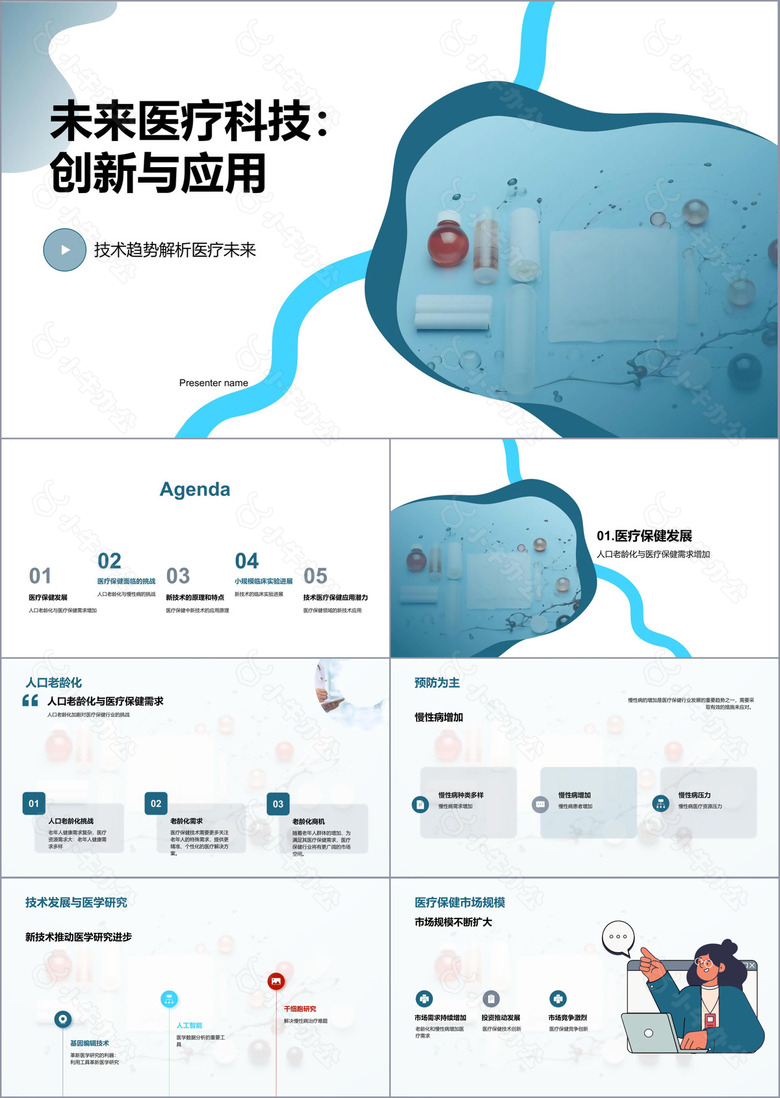 水墨风生物医疗学术答辩PPT模板