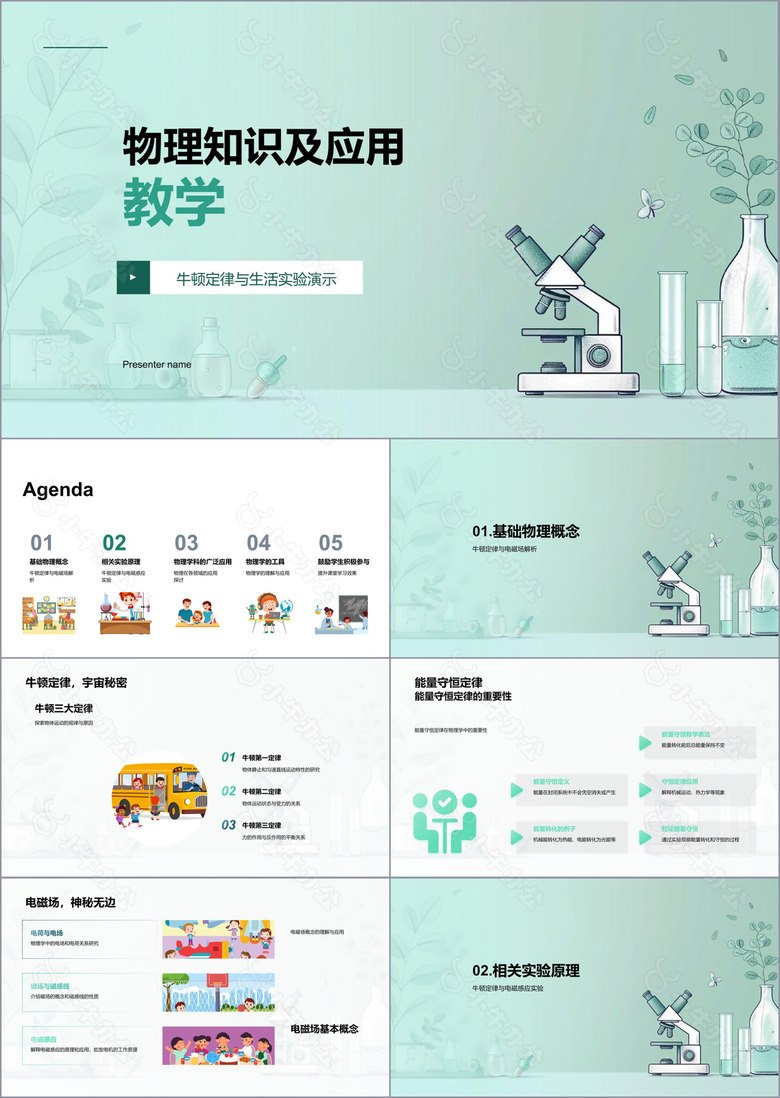 物理知识及应用教学PPT模板