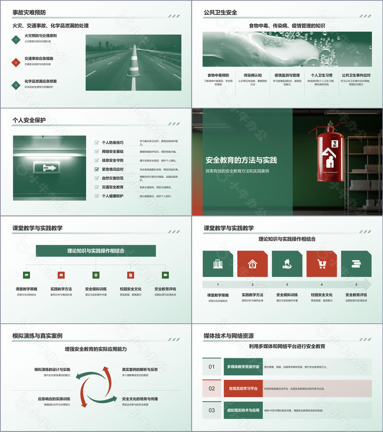 绿色商务风安全教育PPT模板no.2
