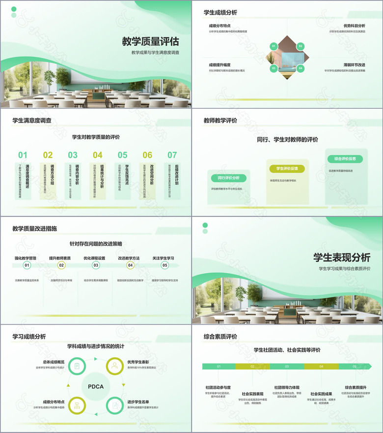 绿色商务风教育工作总结汇报PPT模板no.2