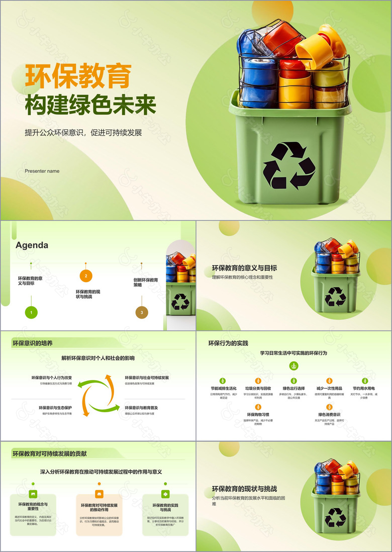 绿色商务风环保教育PPT模板