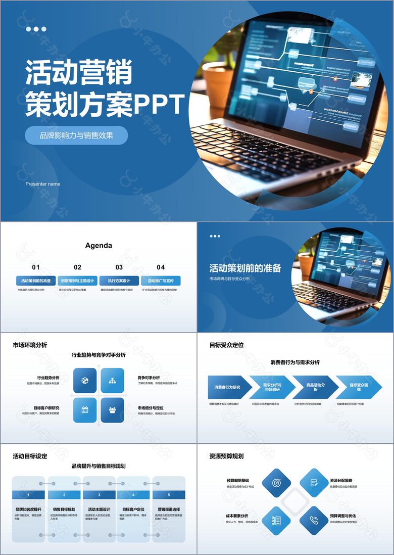 蓝色商务风活动营销策划方案PPT模板