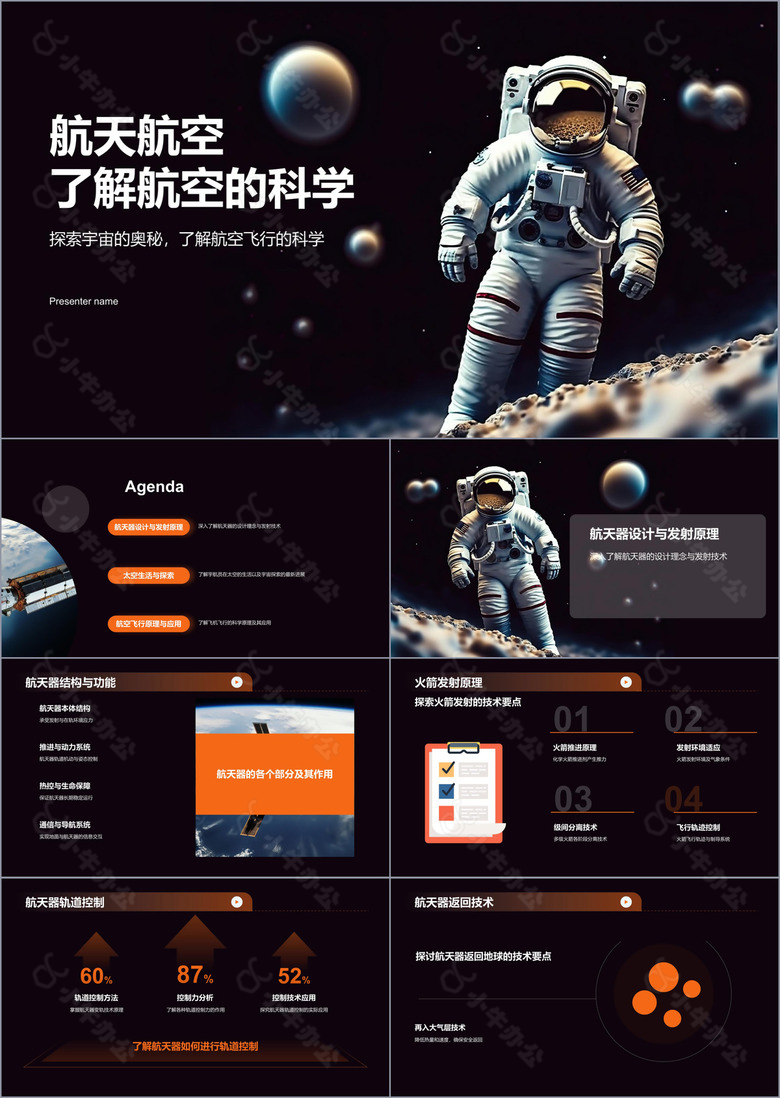 黑色科技风航天航空知识科普PPT模板
