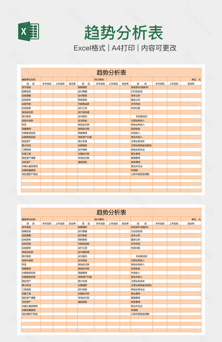 趋势分析表