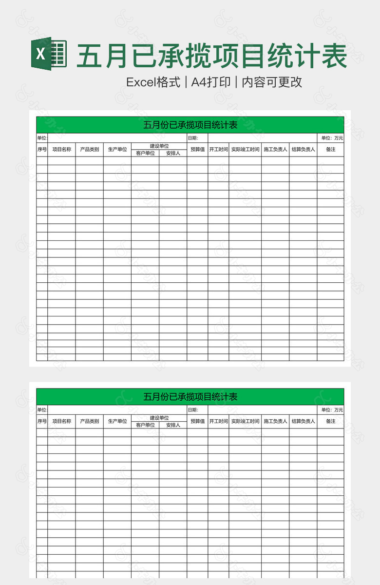 五月已承揽项目统计表