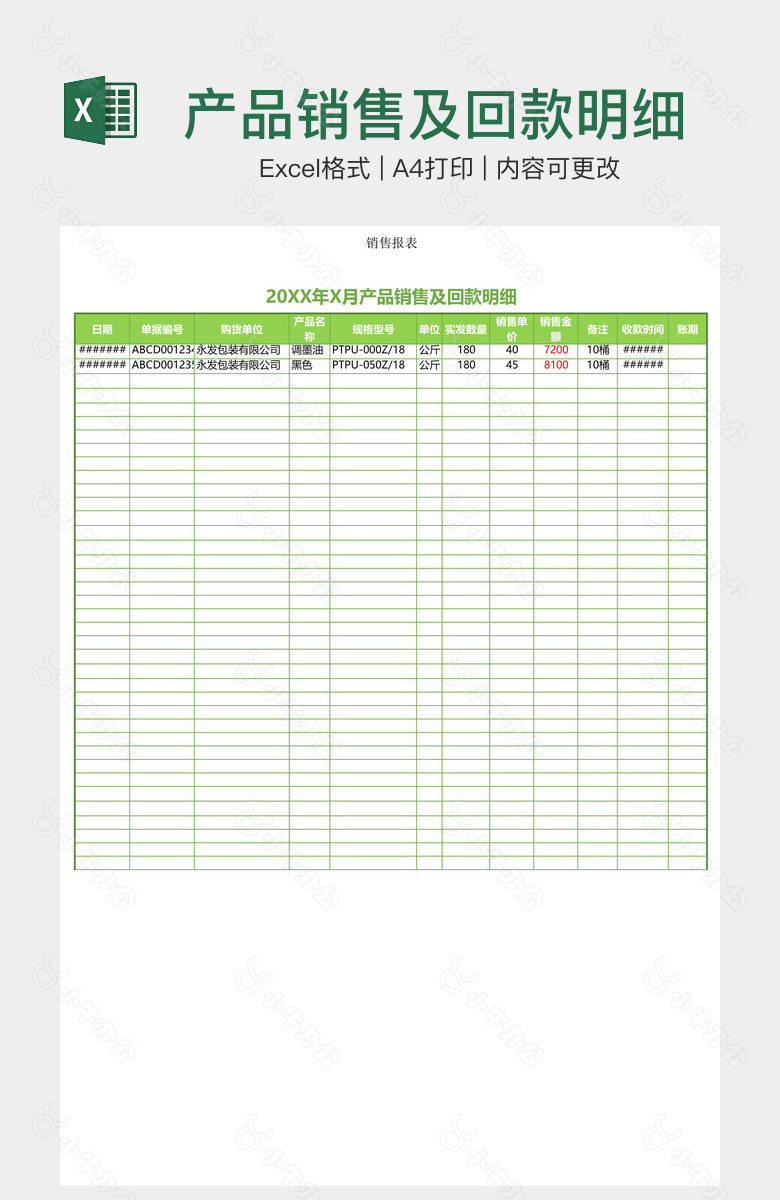 产品销售及回款明细
