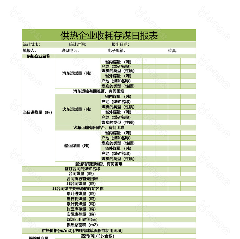 供热企业收耗存煤日报表no.2