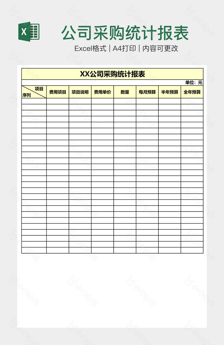 公司采购统计报表