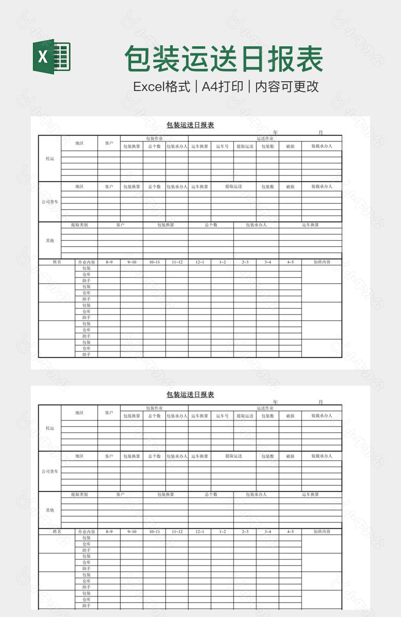 包装运送日报表