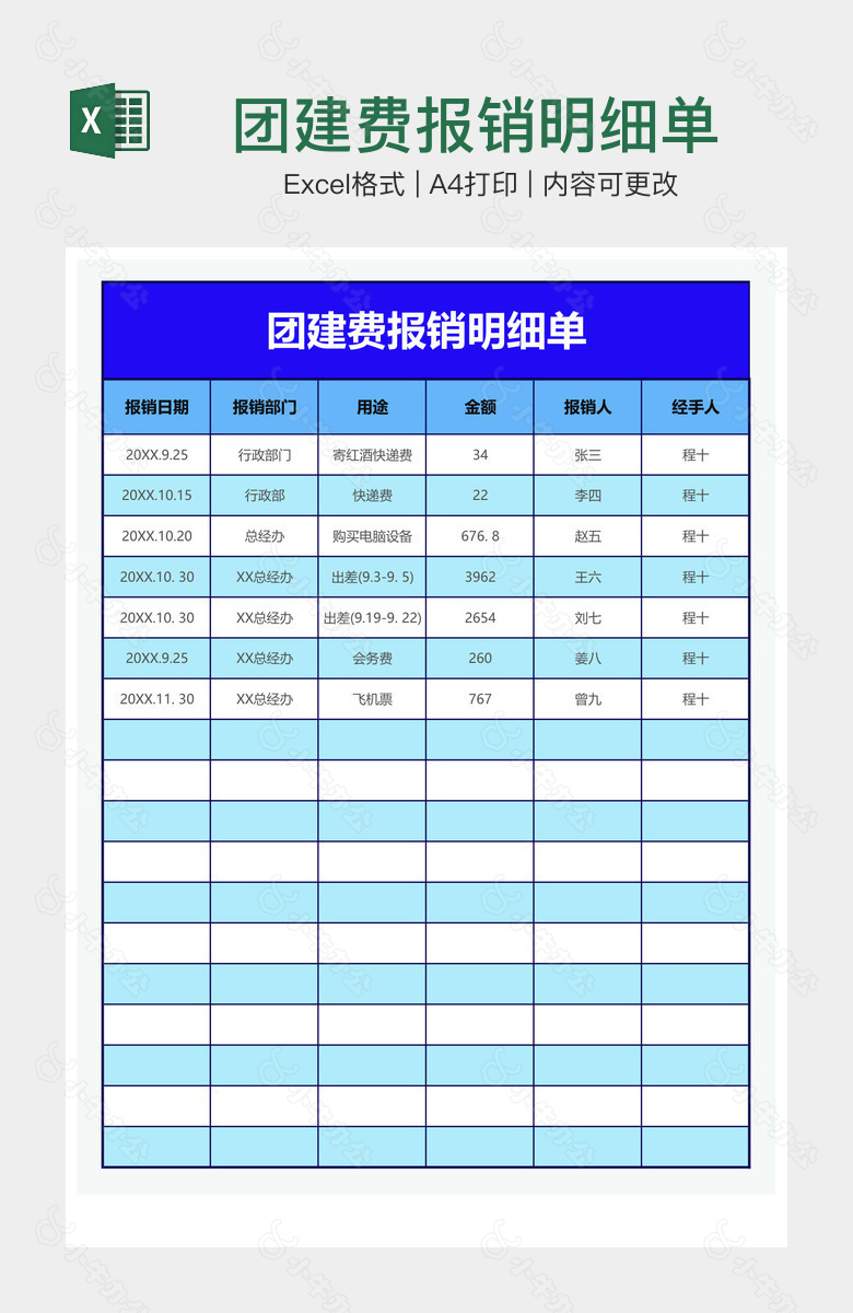 团建费报销明细单