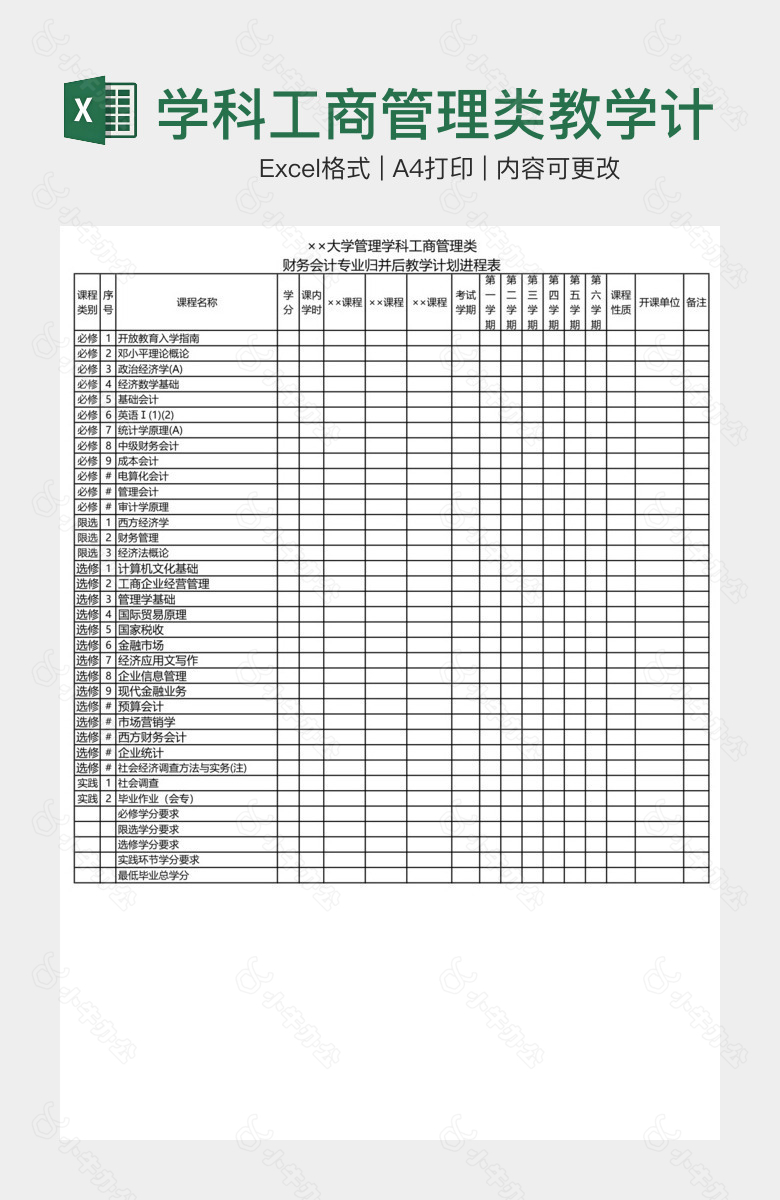 学科工商管理类教学计划